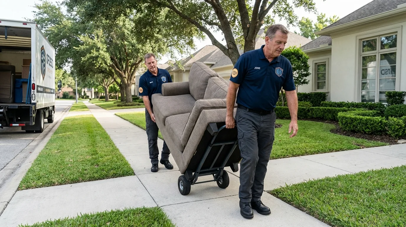 Local residential moving crew loading furniture in Burnsville, NC